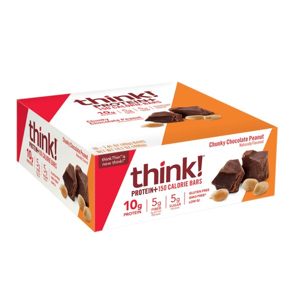 Barra de proteínas thinkThin thinkThin Chunky Chocolate Peanut 1.41 oz. Barra, paquete de 120 - 1074650