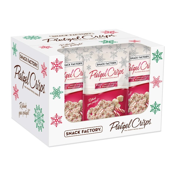 Fábrica de bocadillos Snack Factory, Chocolate Blanco con Menta Navideña, 4 oz., Paquete de 12 - 110821