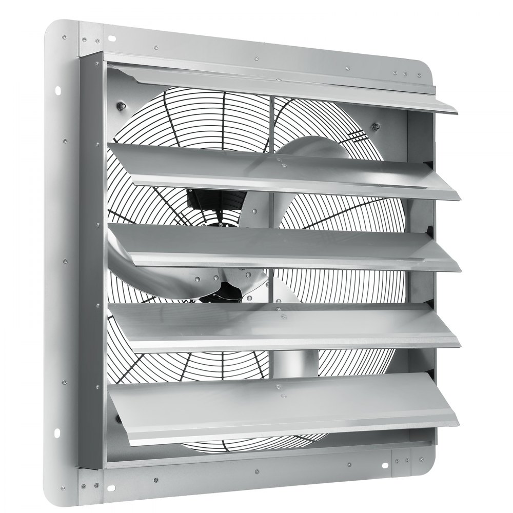 VEVOR 24'' Shutter Exhaust Fan, High-speed 3320 CFM, Aluminum Wall Mount Attic Fan with AC-motor, Ventilation and Cooling for Greenhouses, Garages, Sheds, Shops, FCC - BYCSPQSDJAC2421TSV1