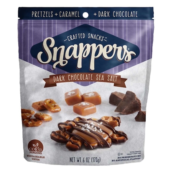 Snappers Chocolate Oscuro con Sal Marina 6 oz., paquete de 6 - 212-10120