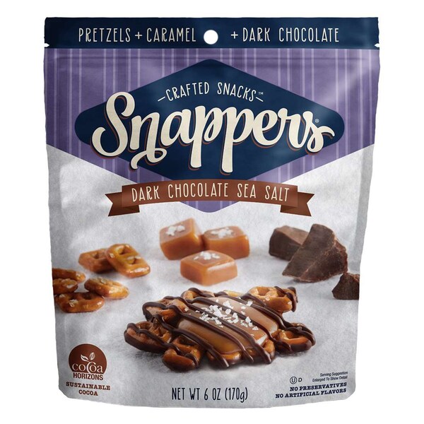 Snappers Chocolate Oscuro con Sal Marina 6 oz., paquete de 6 - 212-10120