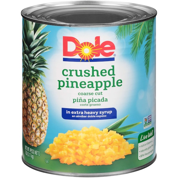 Dole Dole en Sirope Extra Pesado Piña Triturada en Lata #10, paquete de 6 - 00625