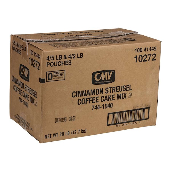 Mezcla para pastel de café Cinnamon Streusel Continental Mills en bolsa de 7 libras, paquete de 4 - 744-1040