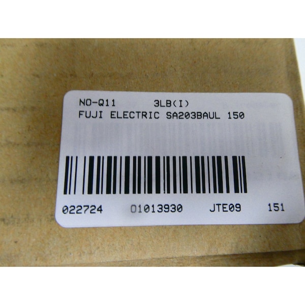 Fuji Electric Circuit Breaker, 150A, 3 Pole, 240V AC - SA203BAUL 150