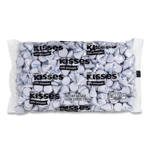 Hershey's KISSES, Chocolate con Leche, Envolturas Blancas, Bolsa de 66.7 oz - 13314