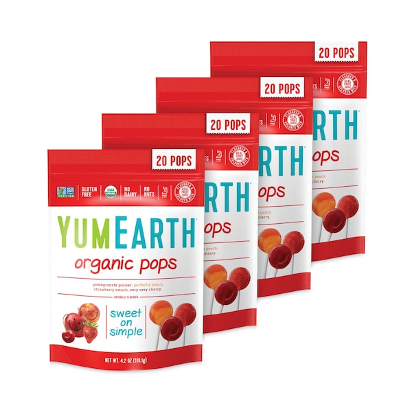Paletas Orgánicas Yumearth, Sabores Variados, Bolsa de 42 oz con 20 paletas cada una, PK4, 4PK - 1626