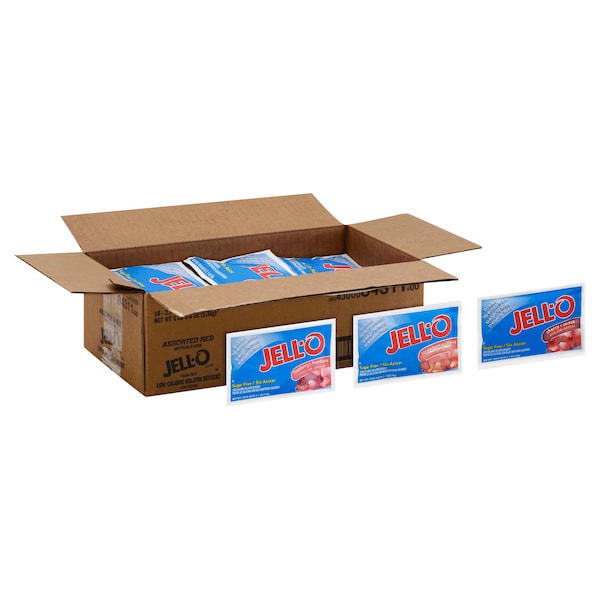 Gelatina Jell-O Jell-O sin azúcar surtida roja de 2.75 oz., paquete de 18 - 00043000843116
