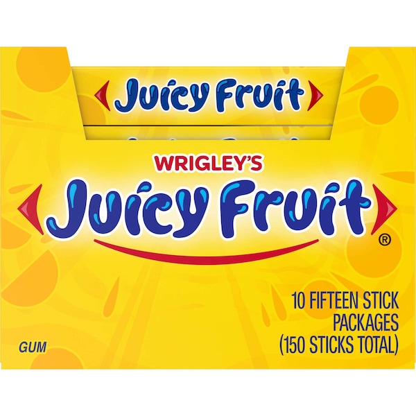 Fruta Jugosa Chicles de Monodosis Juicy Fruit 15 Piezas, PK120 - 259918