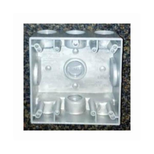 Mulberry Electrical Box, 30.5 cu in, Outlet Box Type, 2 Gangs, Aluminum, Square Shape - 30242