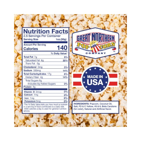 Great Northern Popcorn 4099 Gran Lote (24) de 2.5 Onzas Paquetes de Porciones de Palomitas de Maíz de Calidad Premium - 880190NJX