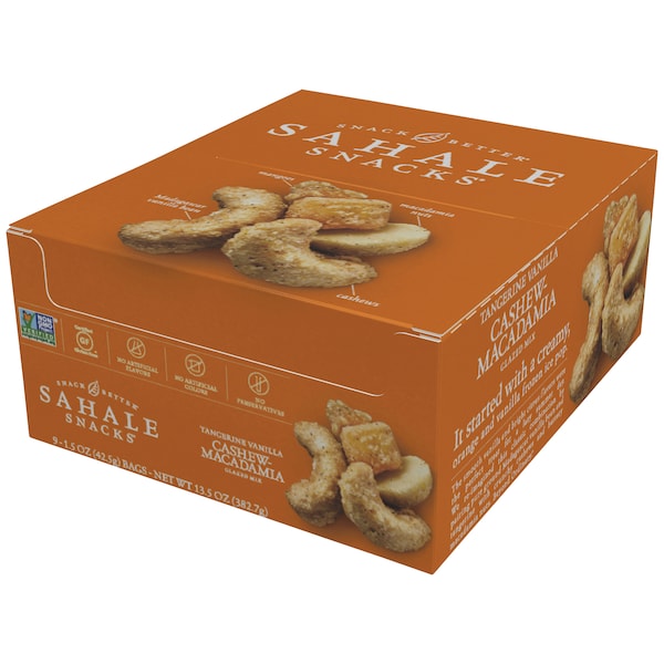 Botana Sahale Sahale 1.5 oz. Mezcla acristalada de cáscara de naranja, vainilla, anacardo y macadamia, PK108 - 4899611111
