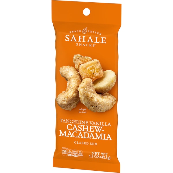 Botana Sahale Sahale 1.5 oz. Mezcla acristalada de cáscara de naranja, vainilla, anacardo y macadamia, PK108 - 4899611111