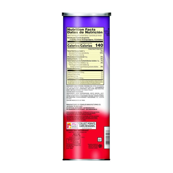 Pringles Pringles Original Reducidas en Grasa Papa Crujiente 4.9 oz., Paquete de 14 - 3800013865