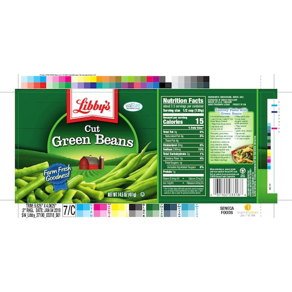 Libbys Libby Cut Green Beans 4 Sieve 14.5 oz., PK24 - F003710093318

Judías verdes cortadas Libby de Libbys, tamiz 4, 14.5 oz., paquete de 24 - F003710093318