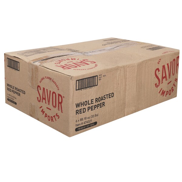 Importaciones Savor Pimientos Rojos Enteros Asados 3kg, Paquete de 6 - 474321