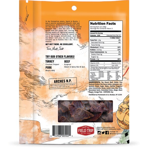 Carne de res Field Trip Jerky Mandarina Teriyaki 2.2 oz., paquete de 9 - D0220BJ0923