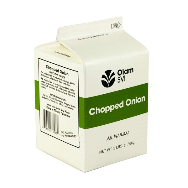 Olam Cebolla Sabor Fresco Picada Envase Pure-Pak de 3 libras, paquete de 6 - 1003626