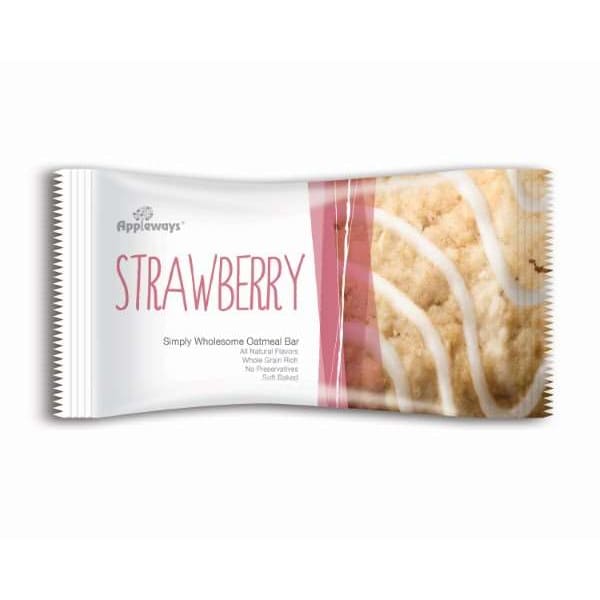 Barra de avena integral de fresa simplemente saludable de Appleways, 2.4 oz., paquete de 160 - 75400