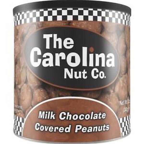 La compañía Carolina Nut Co presenta: Cacahuates cubiertos de chocolate de Carolina Nut Co. Lata de 10 oz - 23009.