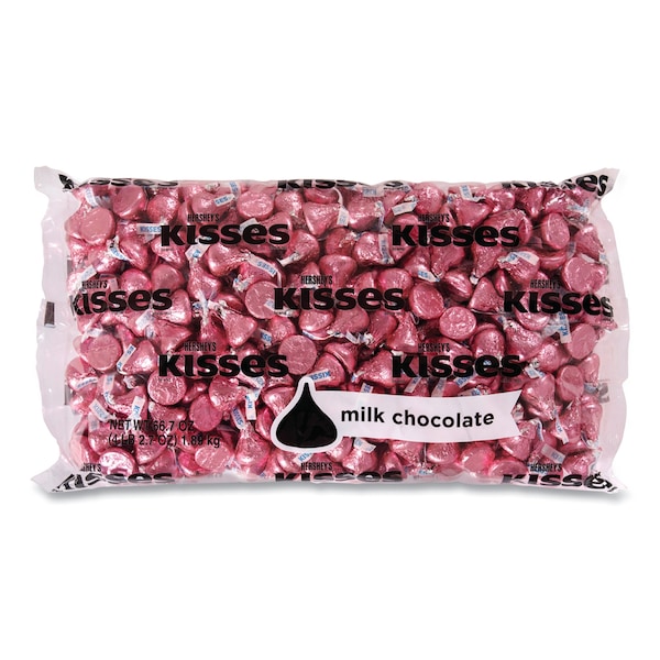 Hersheys KISSES, Chocolate con Leche, Envolturas Rosas, Bolsa de 66.7 onzas - 13343