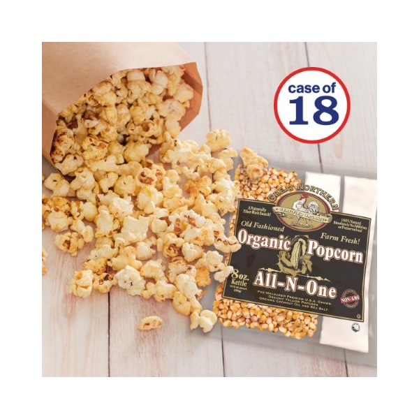 Palomitas de maíz Great Northern 4138 certificadas como orgánicas, 8 oz, al estilo antiguo, paquetes de porciones de palomitas de maíz Great Northern 18 piezas - 443551KIE