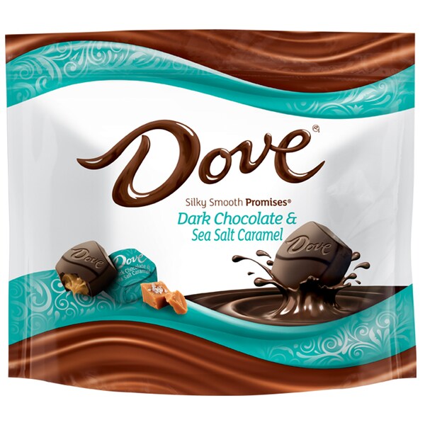 Bolsa para pararse de promesas de caramelo con sal marina, chocolate oscuro Dove Chocolate de 7.61 oz, paquete de 8 - 361575