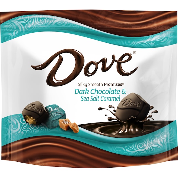 Bolsa para pararse de promesas de caramelo con sal marina, chocolate oscuro Dove Chocolate de 7.61 oz, paquete de 8 - 361575