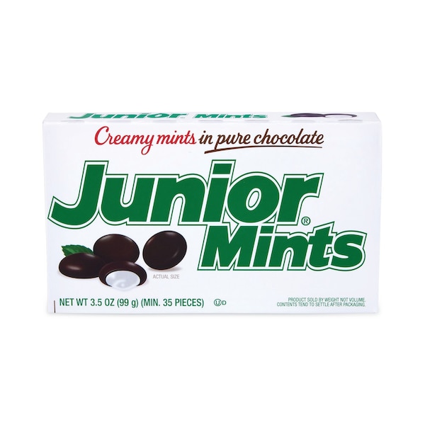 Caja de teatro Junior Mints, Chocolate Oscuro con Menta, Caja de 35 oz, Paquete de 12, 12 Paquetes - 793040
