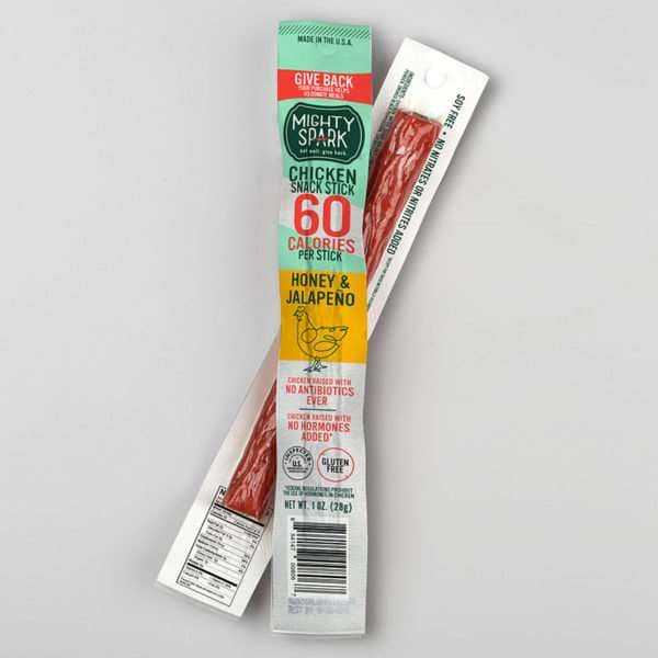 Mighty Spark Food Co, Palillo de Botana de Pollo con Miel y Jalapeño en Paquete de 48 unidades de 1 oz. - MC50303