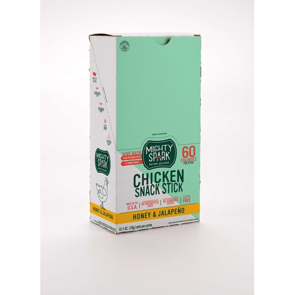Mighty Spark Food Co, Palillo de Botana de Pollo con Miel y Jalapeño en Paquete de 48 unidades de 1 oz. - MC50303
