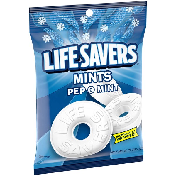 Salvavidas Lifesavers Pep-O-Mint Candy 6.25 oz. Bolsa, Paquete de 12 - 314134