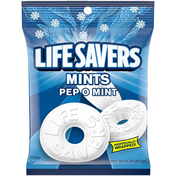 Salvavidas Lifesavers Pep-O-Mint Candy 6.25 oz. Bolsa, Paquete de 12 - 314134