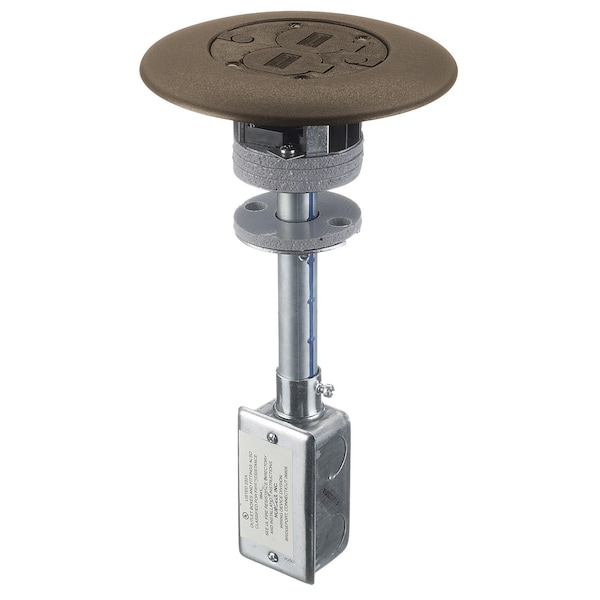 Hubbell Wiring Device-Kellems Complete Unit With 20A Duplex, (2) 1/2" Diameter Holes for Low Voltage Wiring, Brown - PT7FSDBRA