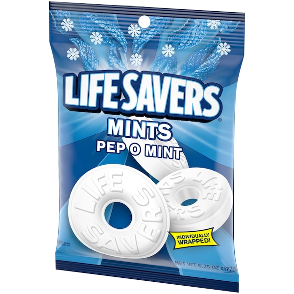 Salvavidas Lifesavers Pep-O-Mint Candy 6.25 oz. Bolsa, Paquete de 12 - 314134