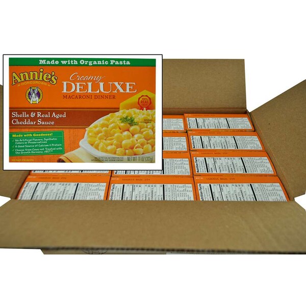 Macarrones con queso de cheddar real envejecido de Annie's de 11 oz. Caja, PK12 - 13562-30210
