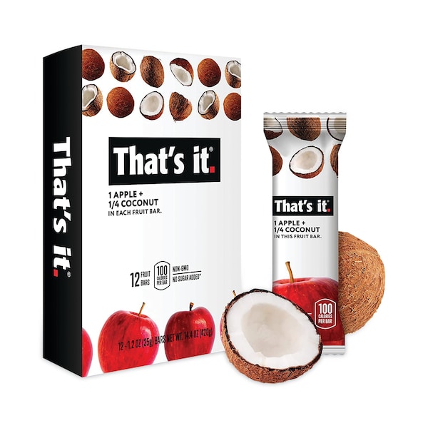 Eso es todo. Barra de nutrición, fruta de manzana y coco sin gluten, barra de 1.2 oz, paqute de 12 - 1022COCO