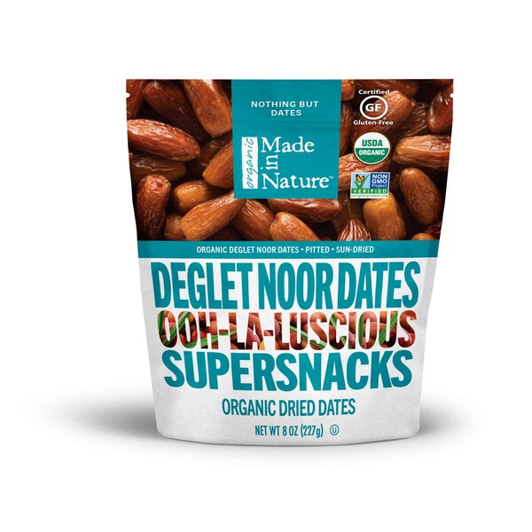 Hecho en la naturaleza: Dátiles orgánicos deshidratados Deglet Noor de 8 oz. bolsa, paquete de 6 - 720379505318