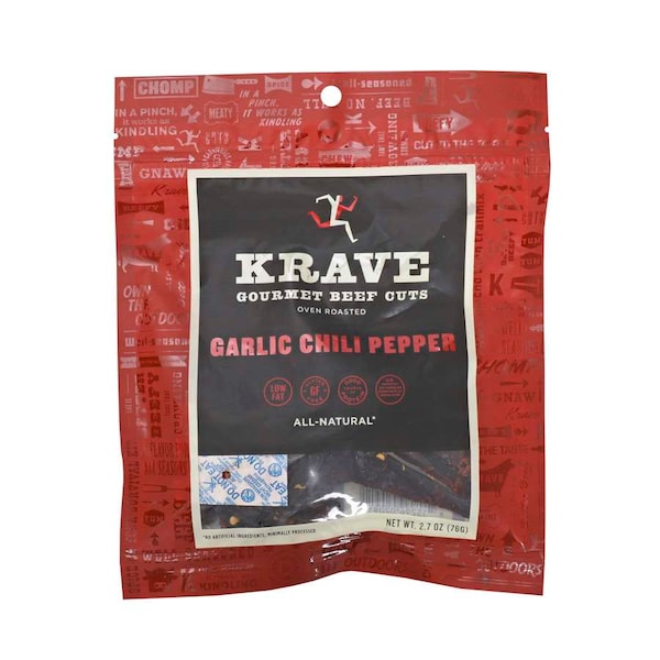 Bocadillos gourmet de carne de res con ajo, chile y pimienta de la marca Krave Amplify, paquete de 8 unidades - _6000211-KV