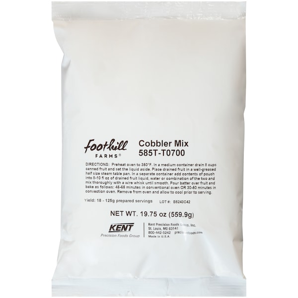 Mezcla para cobbler Foothill Farms para todo uso con frutas sin grasas trans de 19.75 oz, paquete de 12 - 585T-T0700.