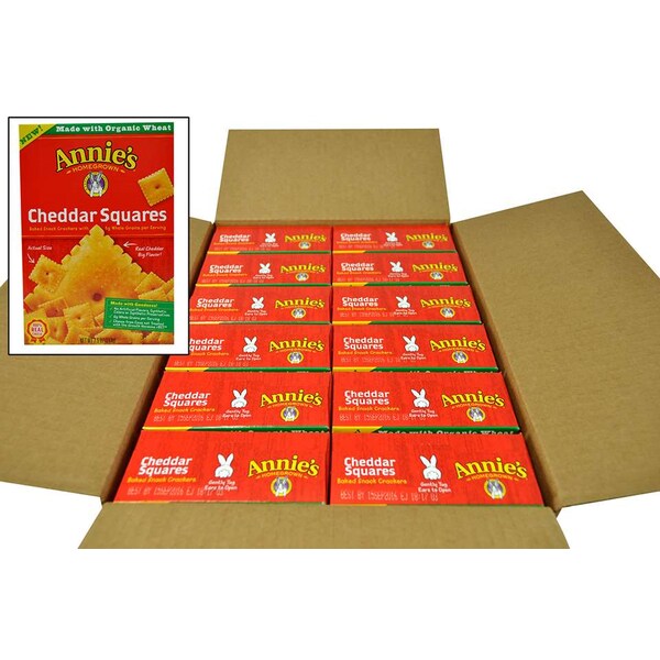 Galletas cuadradas de cheddar Annie's Annie's de 7.5 onzas, caja de 12 - 13562-00053