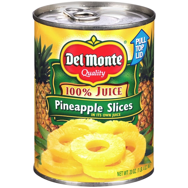 Del Monte Del Monte en jugo de piña 100% piña en rodajas en lata de 20 oz, paquete de 12 - 2001018