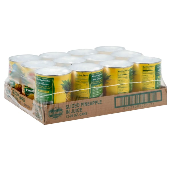 Del Monte Del Monte en jugo de piña 100% piña en rodajas en lata de 20 oz, paquete de 12 - 2001018
