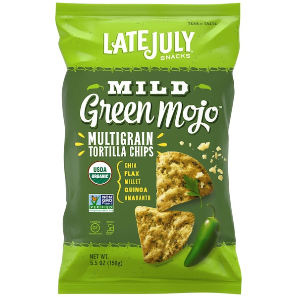 Tortilla Chips Late July con sabor a mojo de varios granos de 5.5 oz., paquete de 12 - 800447