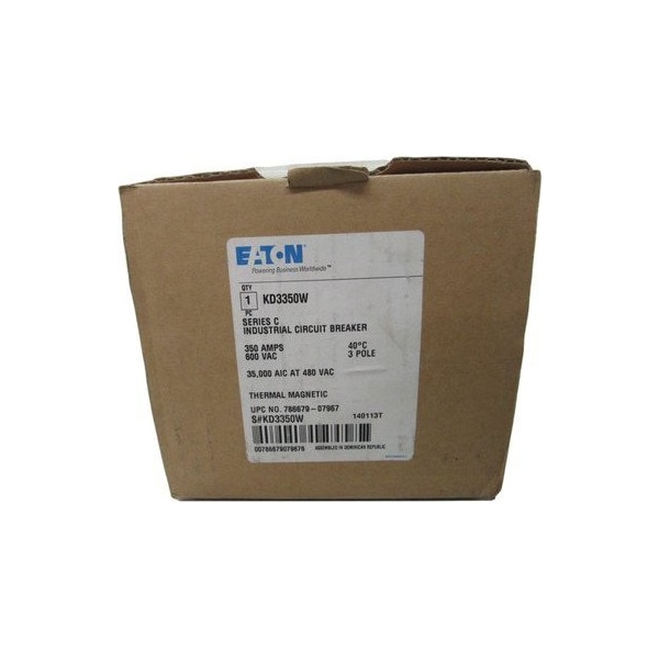 Eaton Molded Case Breakers MCCBs KD 3P 350A 600V 50/60Hz 3Ph K Frame - KD3350W
