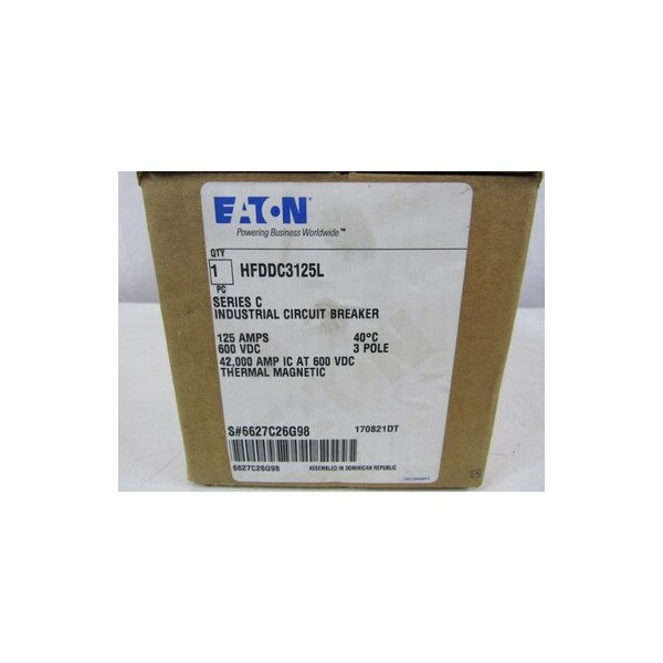 Eaton Molded Case Breakers MCCBs HFD 3P 125A 600V 50/60Hz 3Ph F Frame - HFDDC3125L