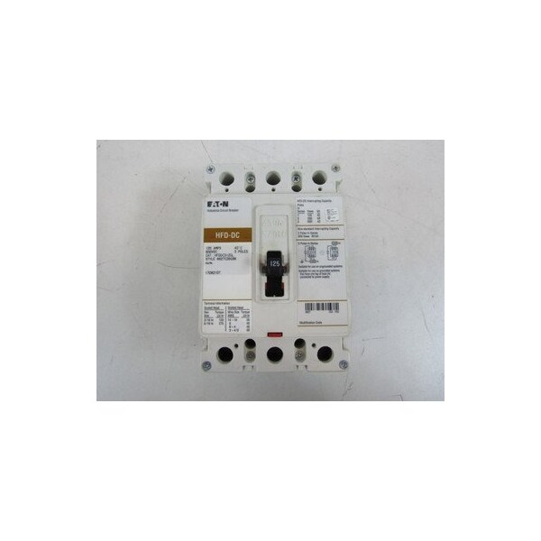 Eaton Molded Case Breakers MCCBs HFD 3P 125A 600V 50/60Hz 3Ph F Frame - HFDDC3125L