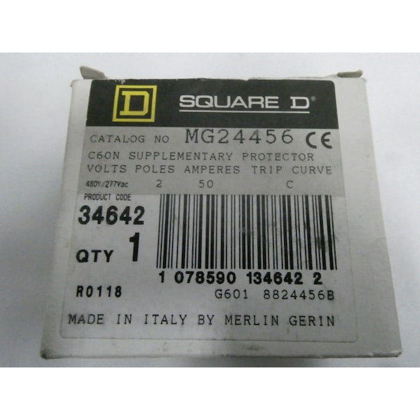 Square D 2P 50A AMP 480V-AC MINIATURE CIRCUIT BREAKER - MG24456
