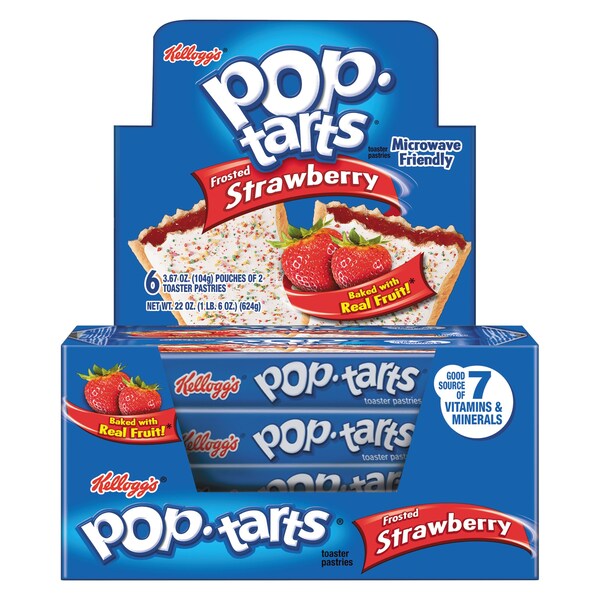 Kelloggs Pop Tarts, Fresa con Cubierta de Glaseado, 3.67, PAQ6 - 3800031732