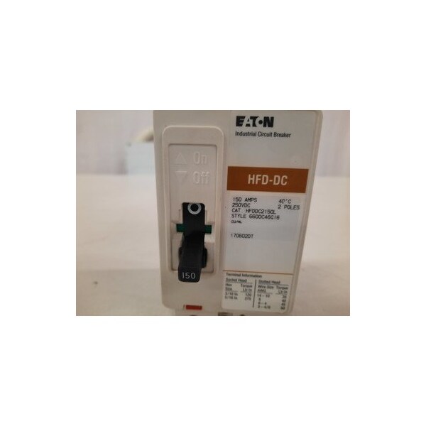 Eaton Molded Case Breakers MCCBs HFD 2P 150A 600V 50/60Hz 2Ph C Frame - HFDDC2150L