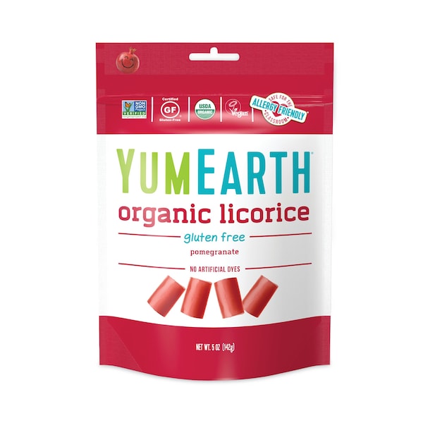 Yumearth Orgánico Sin Gluten Granada Regaliz, Bolsa de 5 oz, Paquete de 4, 4PK - 1904